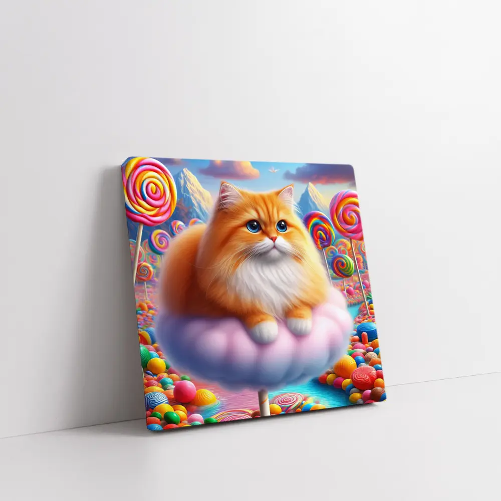 Fluffy Orange Cat Candy Land Fantasy – Wall Art
