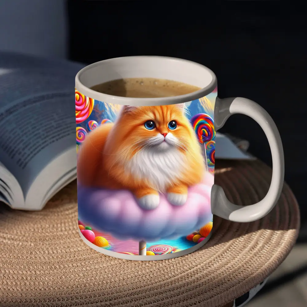 Fluffy Orange Cat Candy Land Fantasy – Mugs