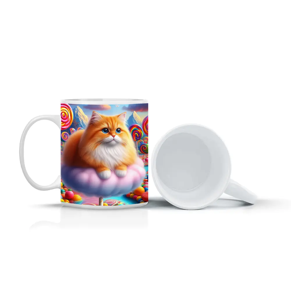 Fluffy Orange Cat Candy Land Fantasy – Mugs