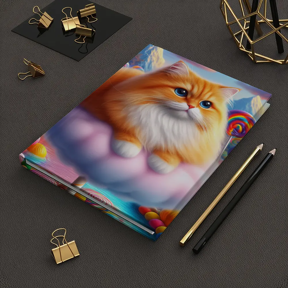 Fluffy Orange Cat Candy Land Fantasy – Notebooks