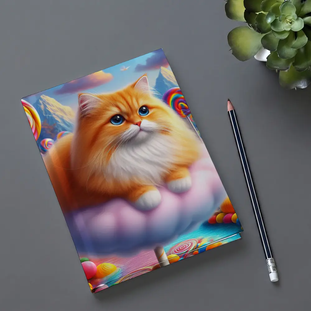Fluffy Orange Cat Candy Land Fantasy – Notebooks