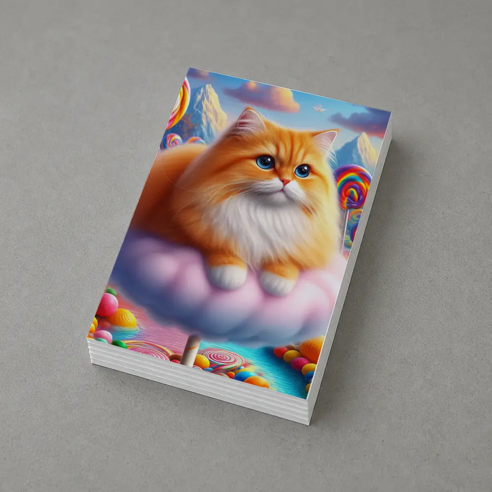 Fluffy Orange Cat Candy Land Fantasy – Postcards