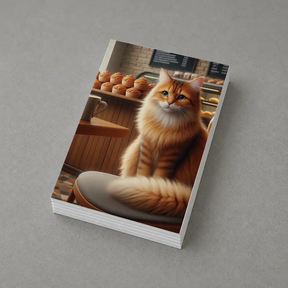 Orange Tabby Cat Sitting In Cozy Cafe – Postcards