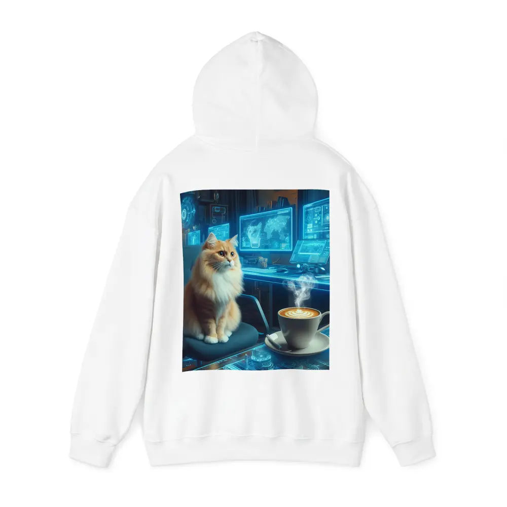 Orange Cat Futuristic Cyberpunk Office Coffee – Hoodies