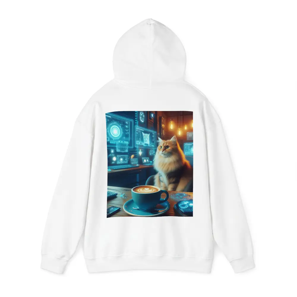 Fluffy Cat Coffee Futuristic Tech Office – Hoodies