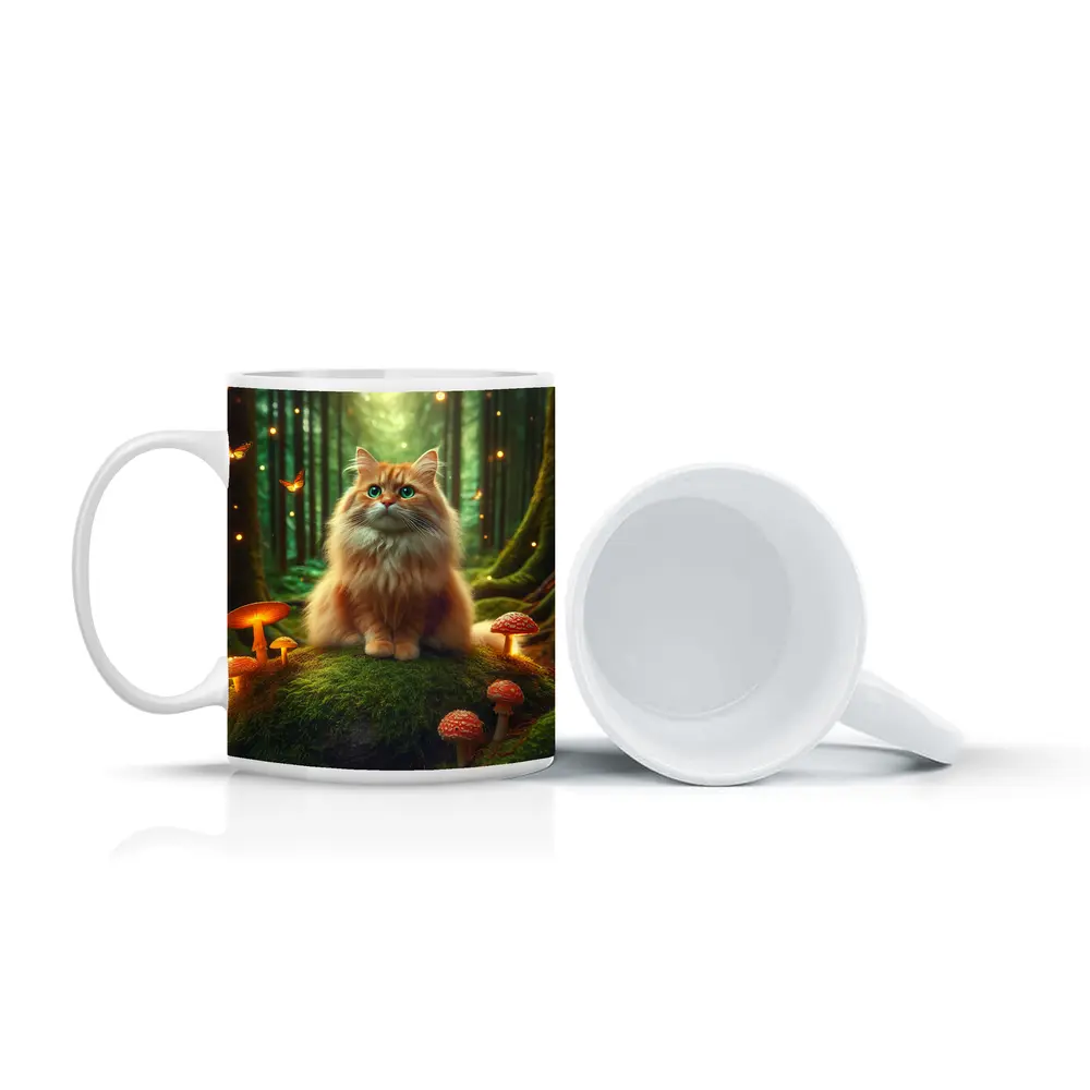 Fluffy Orange Cat Enchanted Forest Mushrooms – Mugs