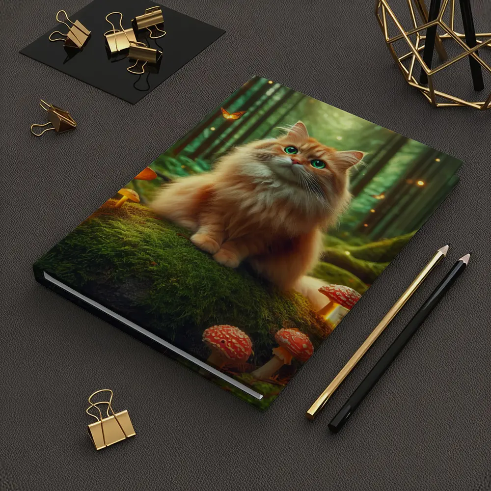Fluffy Orange Cat Enchanted Forest Mushrooms – Notebooks