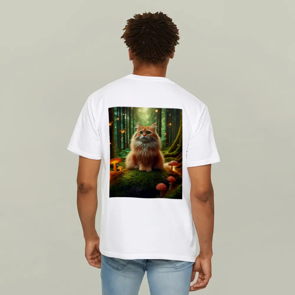 Fluffy Orange Cat Enchanted Forest Mushrooms – T-Shirts