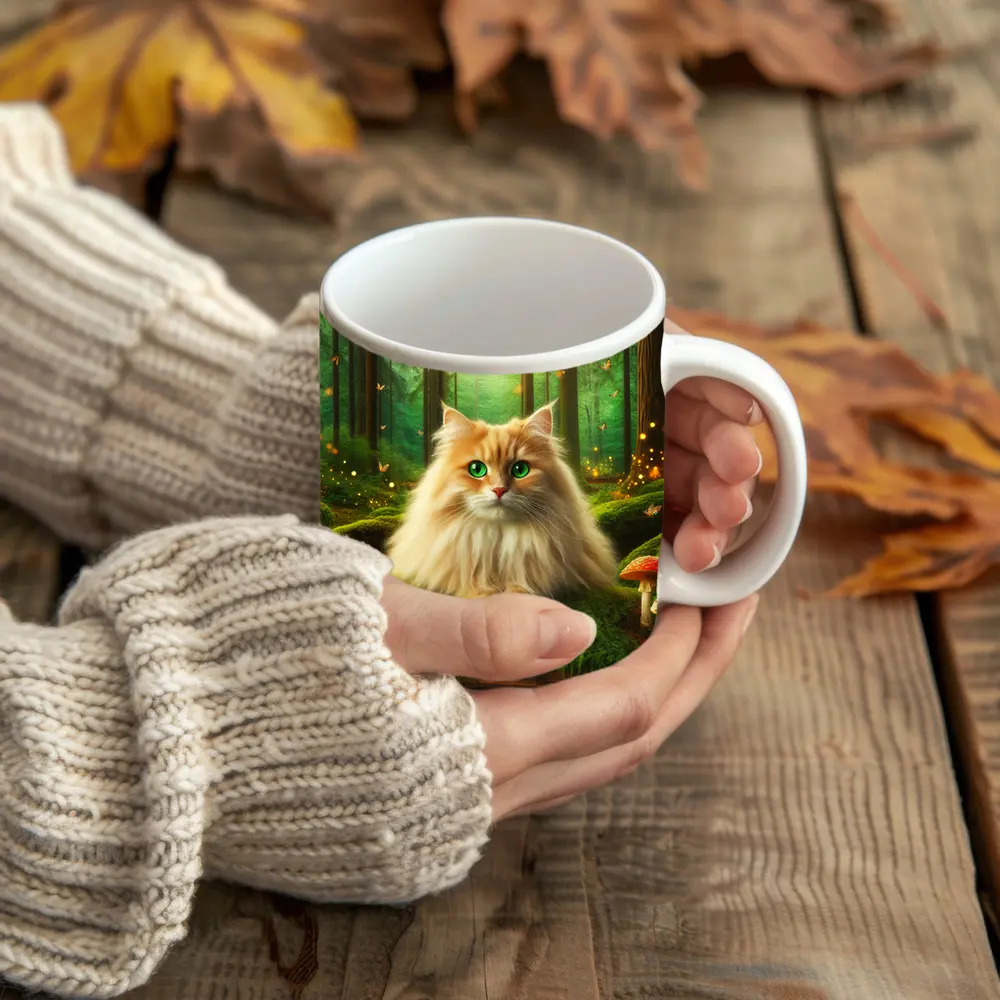 Fluffy Orange Cat Enchanted Forest Mushrooms – Mugs