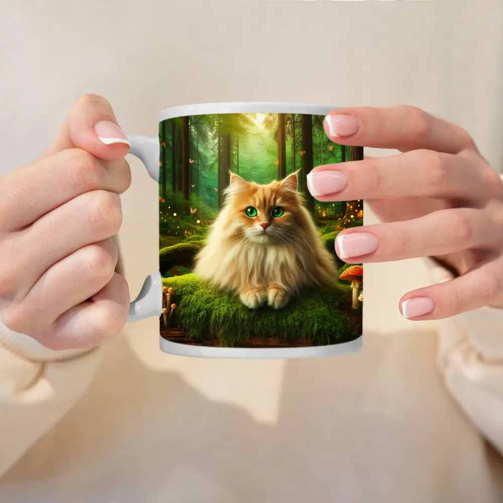 Fluffy Orange Cat Enchanted Forest Mushrooms – Mugs
