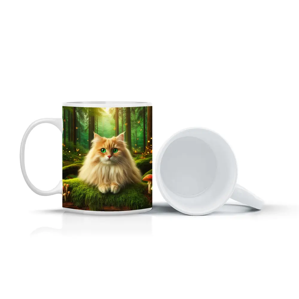 Fluffy Orange Cat Enchanted Forest Mushrooms – Mugs