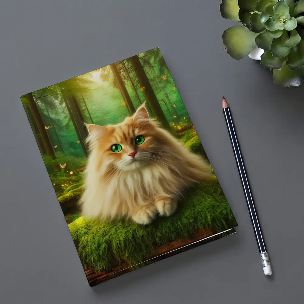 Fluffy Orange Cat Enchanted Forest Mushrooms – Notebooks