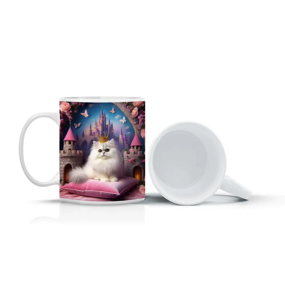 White Persian Cat Crown Fantasy Castle – Mugs
