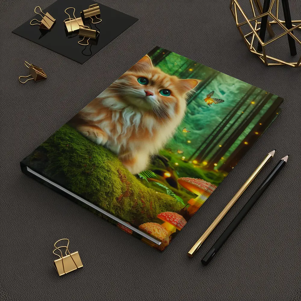 Orange Cat Enchanted Forest Mushrooms Butterflies – Notebooks