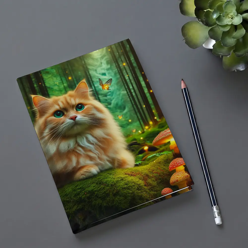 Orange Cat Enchanted Forest Mushrooms Butterflies – Notebooks
