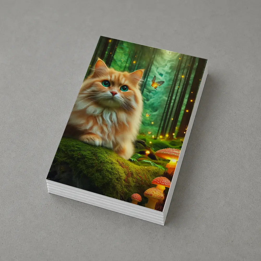Orange Cat Enchanted Forest Mushrooms Butterflies – Postcards