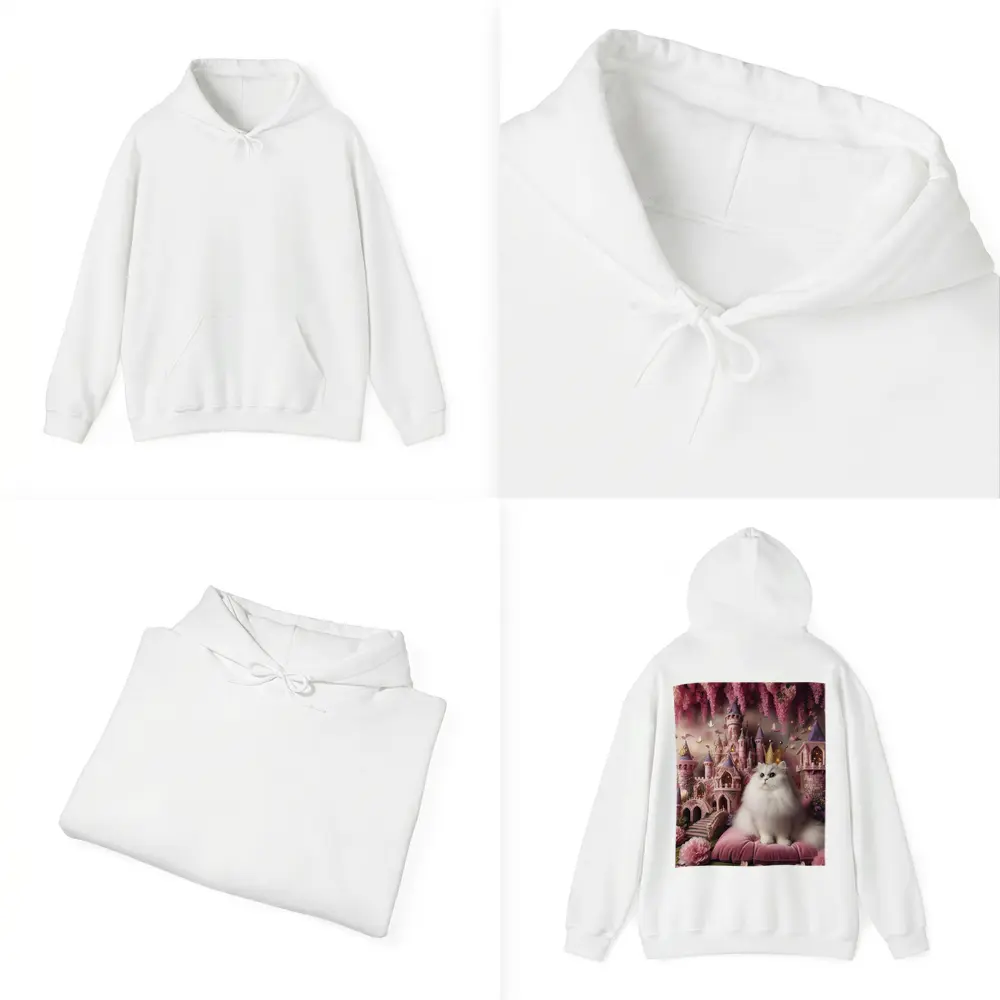 White Persian Cat Crown Pink Fantasy Castle – Hoodies