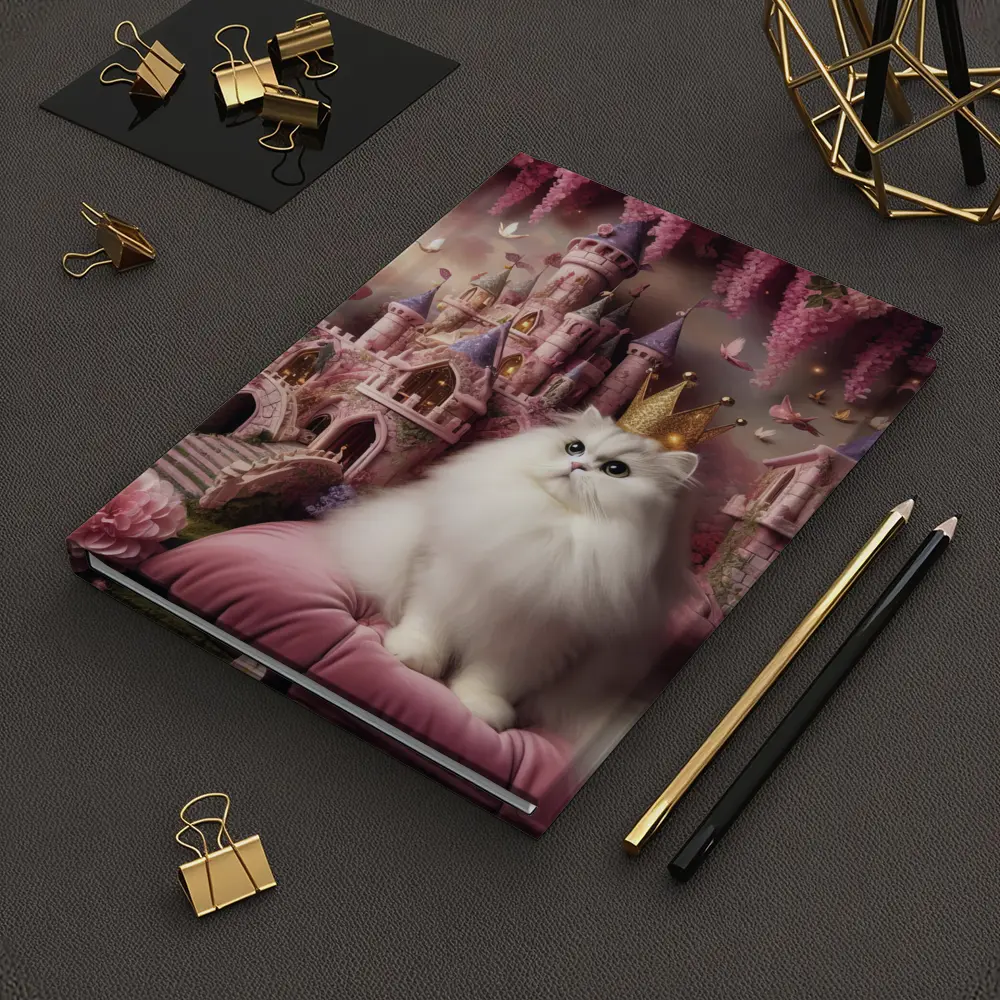 White Persian Cat Crown Pink Fantasy Castle – Notebooks