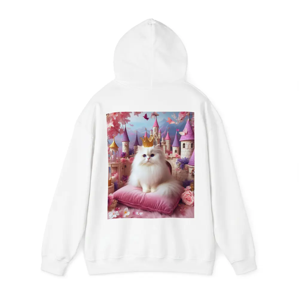 White Persian Cat Crown Pink Castle Fantasy – Hoodies
