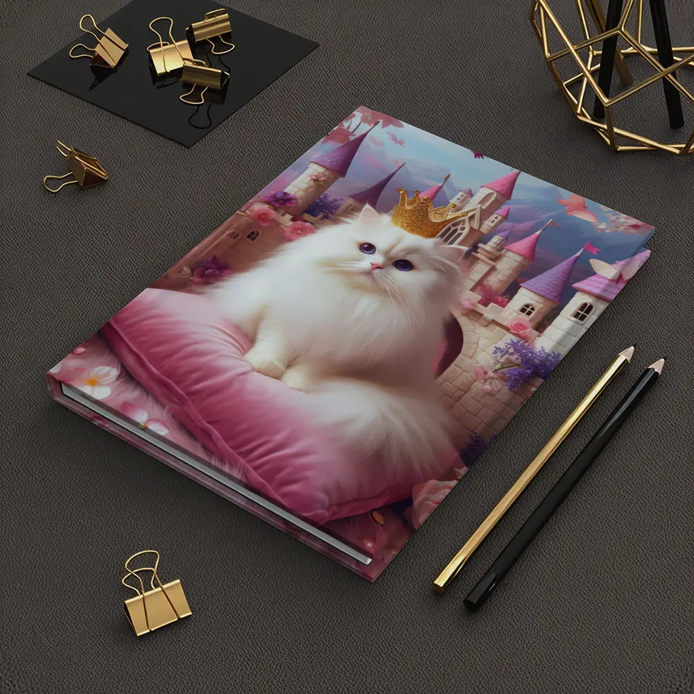 White Persian Cat Crown Pink Castle Fantasy – Notebooks