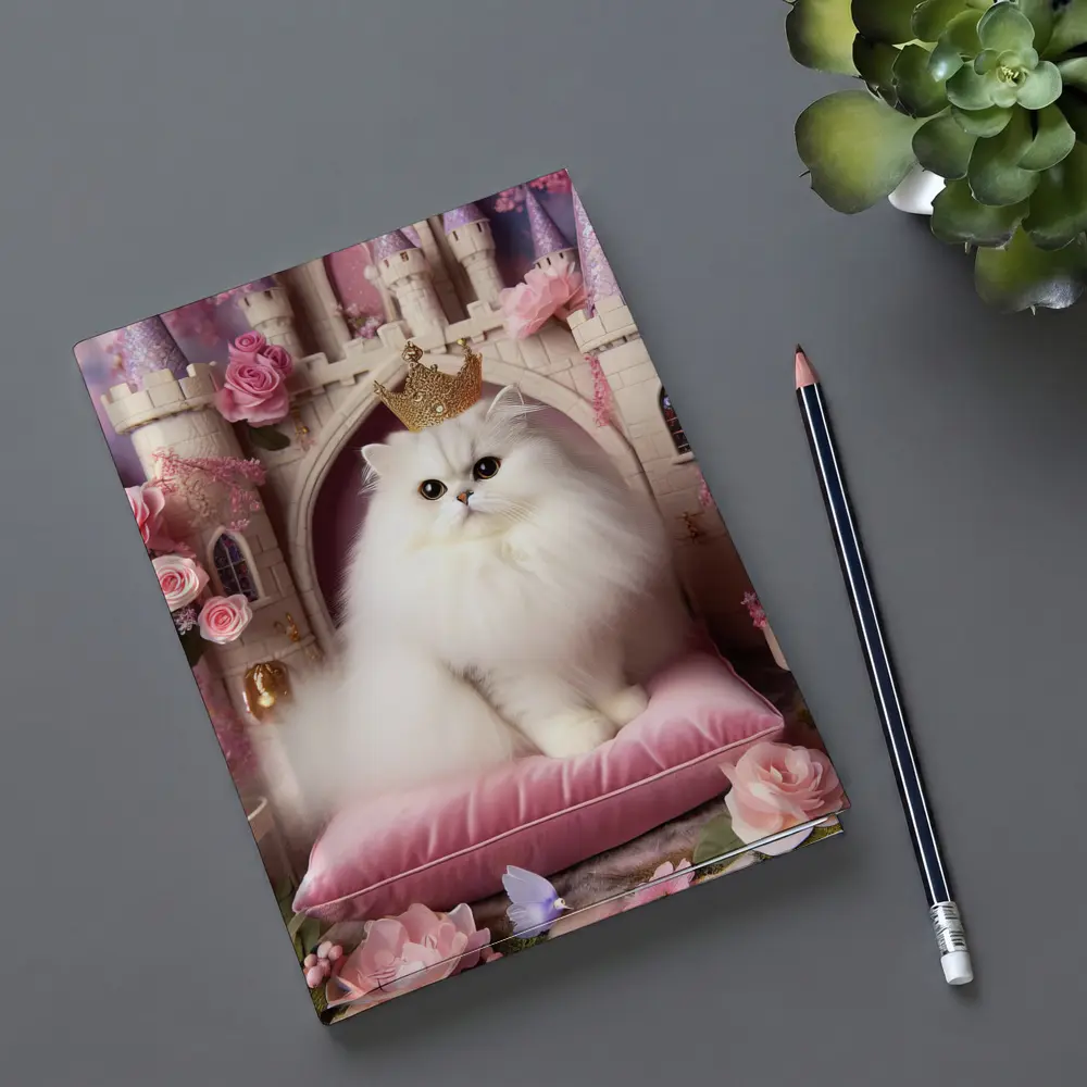 White Persian Cat Crown Pink Castle – Notebooks