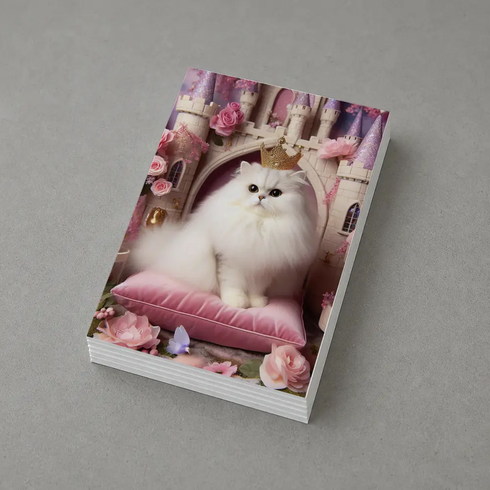 White Persian Cat Crown Pink Castle – Postcards
