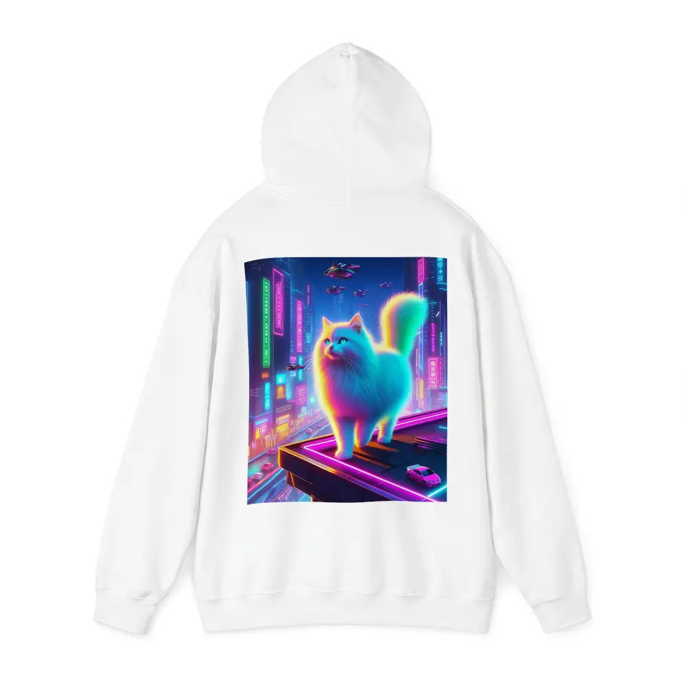 Neon Rainbow Cat Cyberpunk City Night – Hoodies