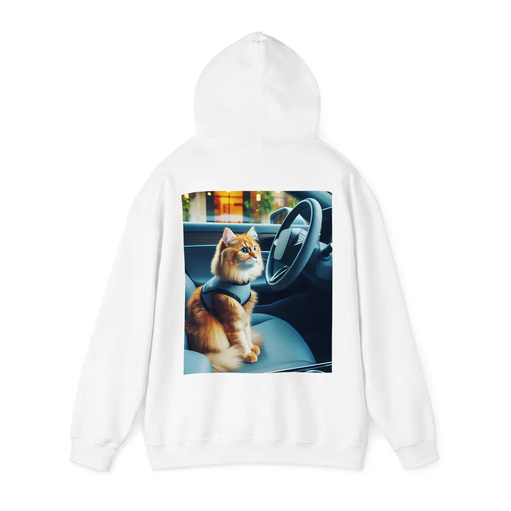 Orange Cat Sitting Inside Modern Car – Hoodies