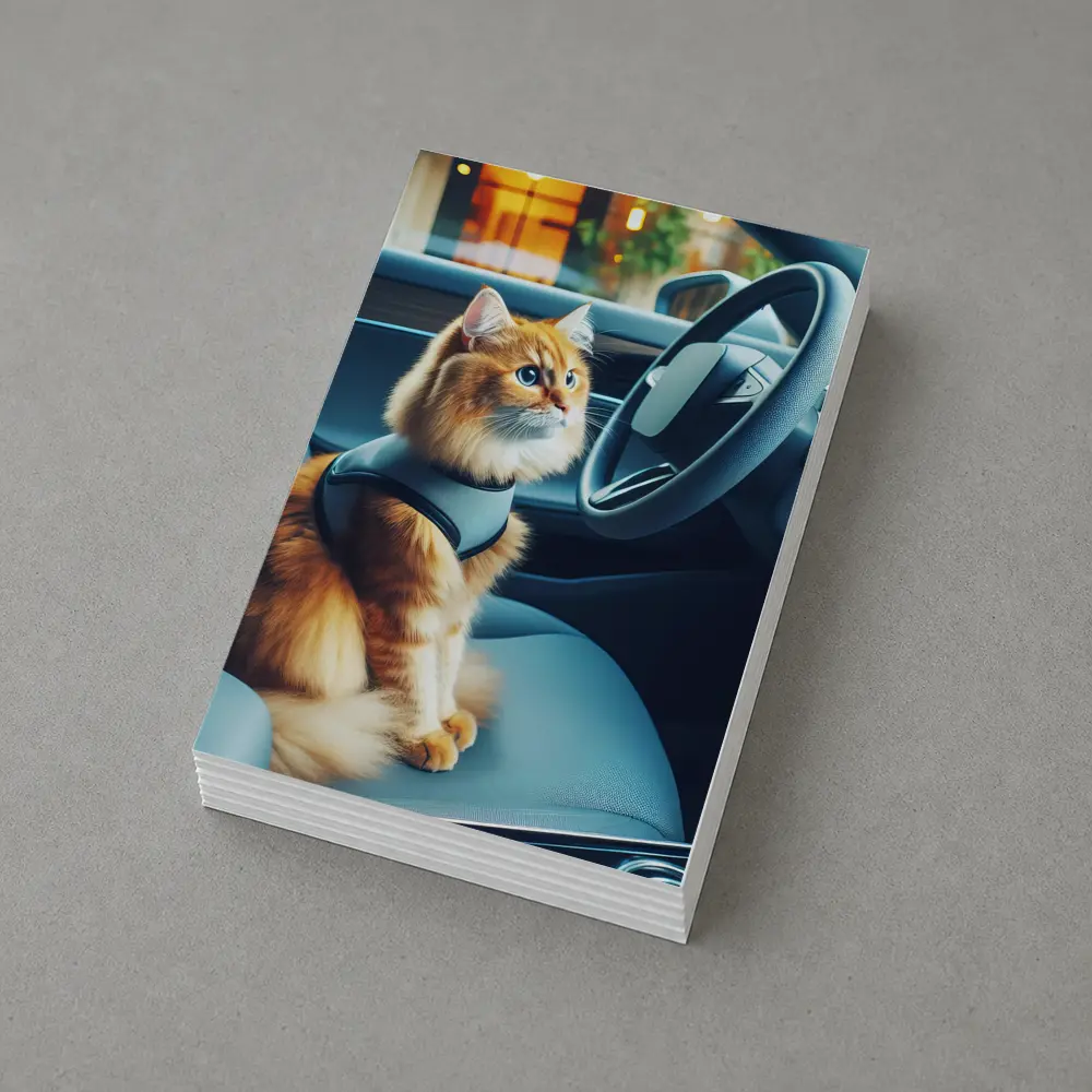 Orange Cat Sitting Inside Modern Car – Postcards