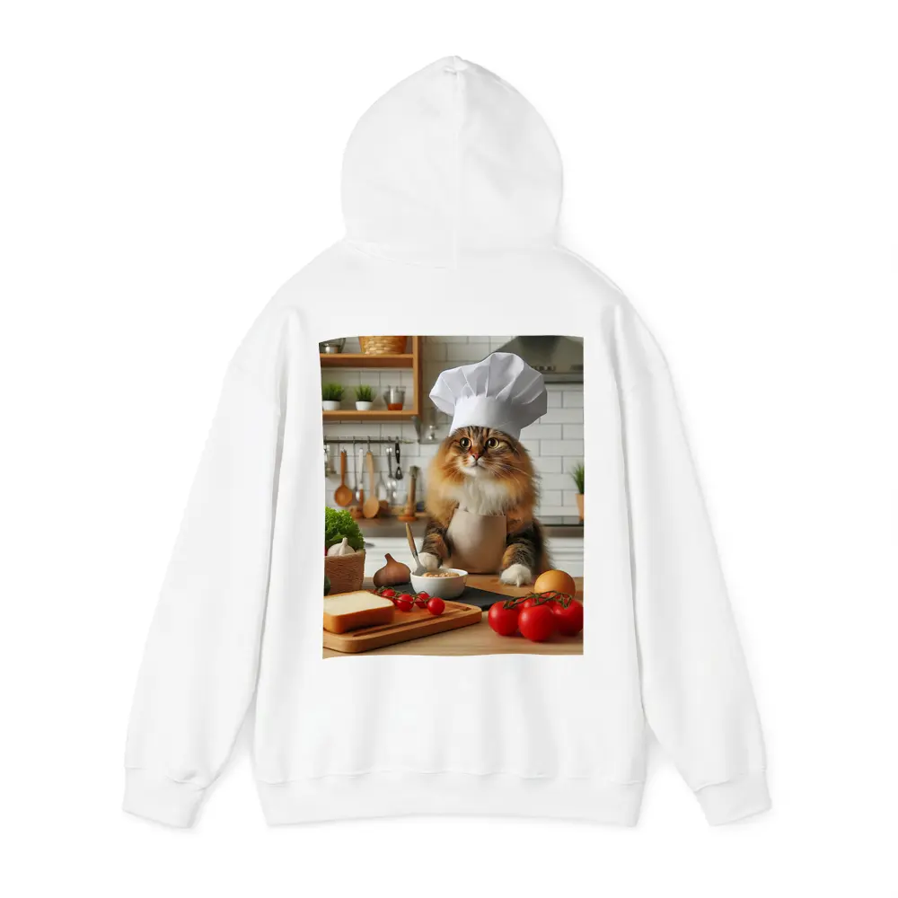 Chef Cat Cooking in Kitchen Setting – Hoodies