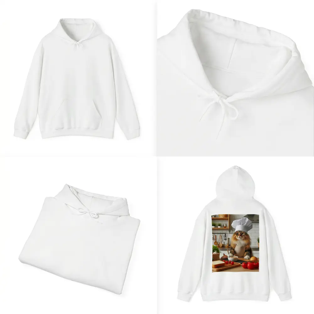 Chef Cat Cooking in Kitchen Setting – Hoodies
