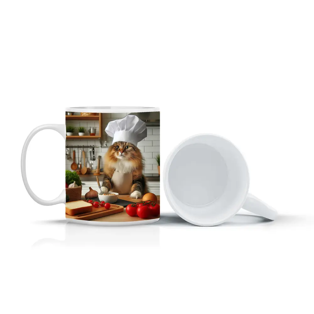 Chef Cat Cooking in Kitchen Setting – Mugs