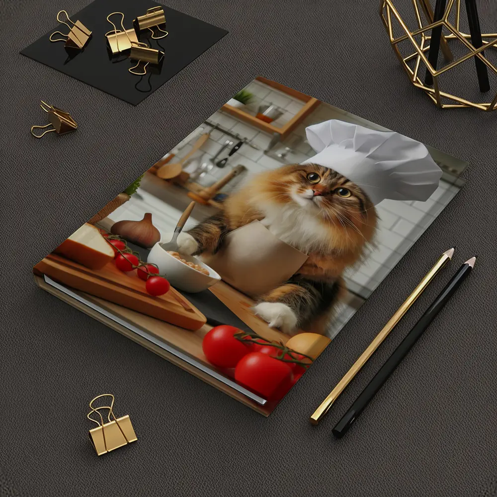 Chef Cat Cooking in Kitchen Setting – Notebooks