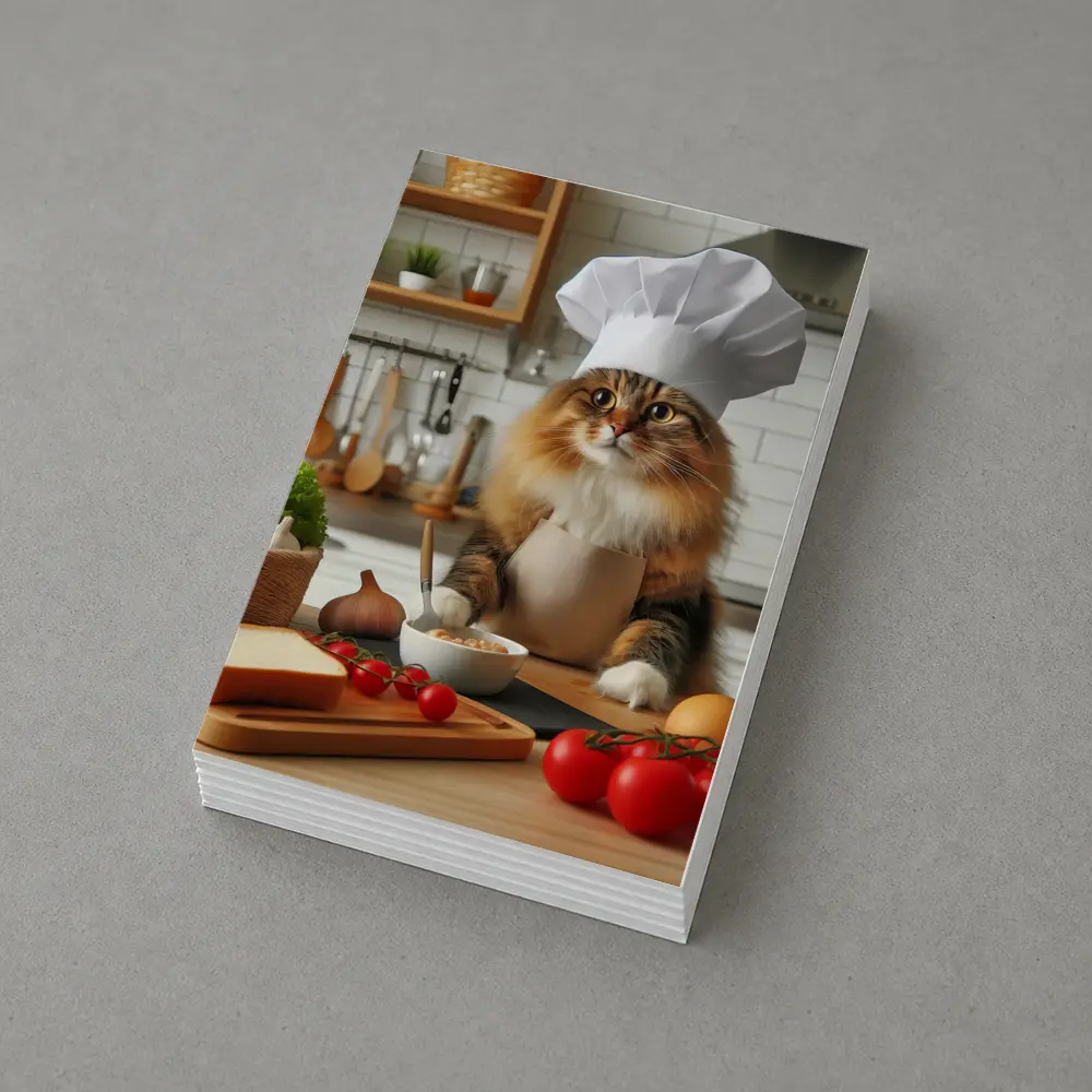 Chef Cat Cooking in Kitchen Setting – Postcards