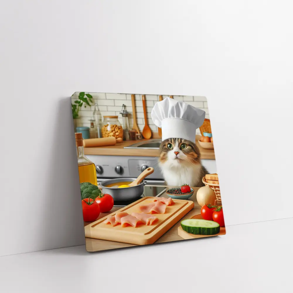 Chef Cat Cooking in Cozy Kitchen – Wall Art