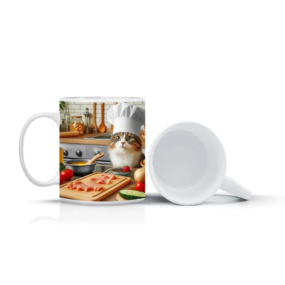 Chef Cat Cooking in Cozy Kitchen – Mugs