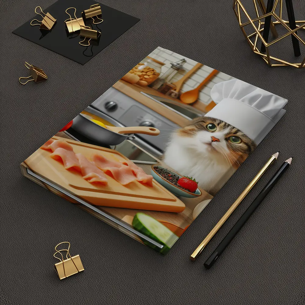 Chef Cat Cooking in Cozy Kitchen – Notebooks