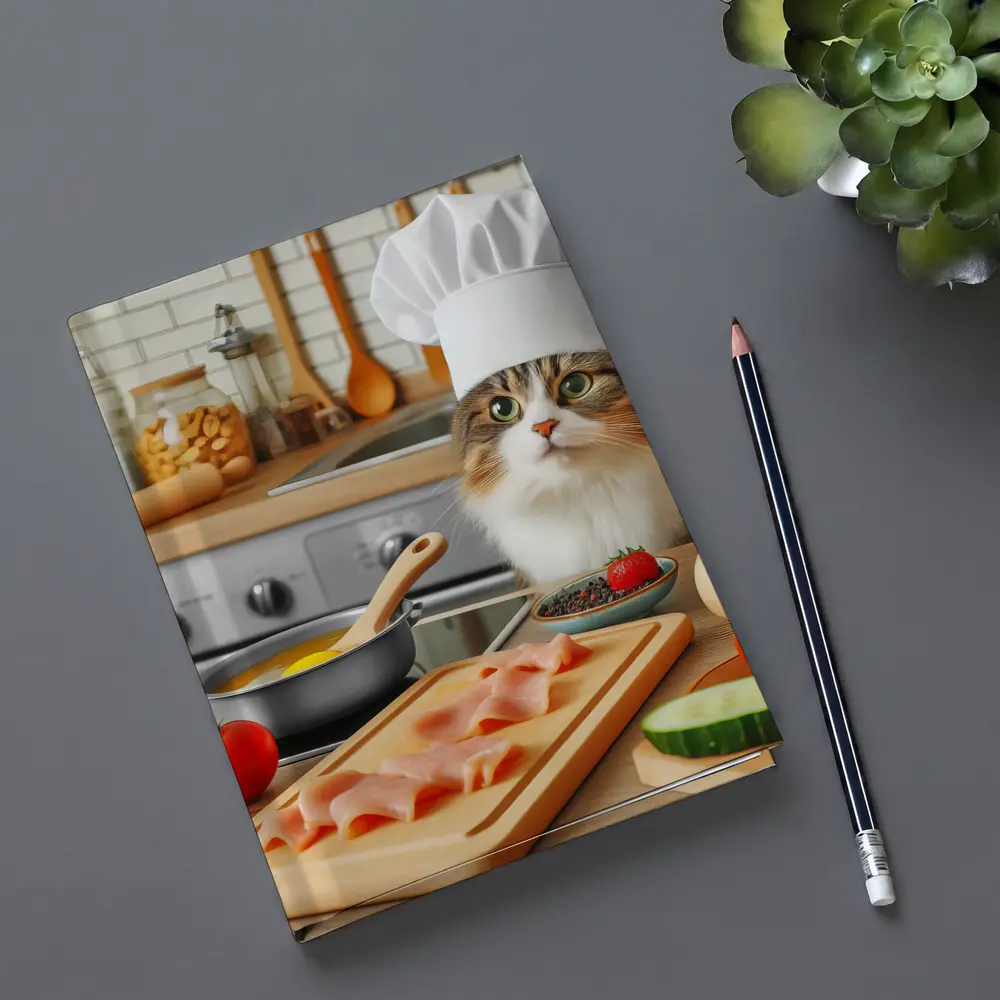 Chef Cat Cooking in Cozy Kitchen – Notebooks