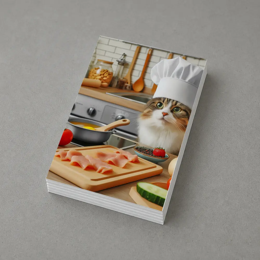 Chef Cat Cooking in Cozy Kitchen – Postcards