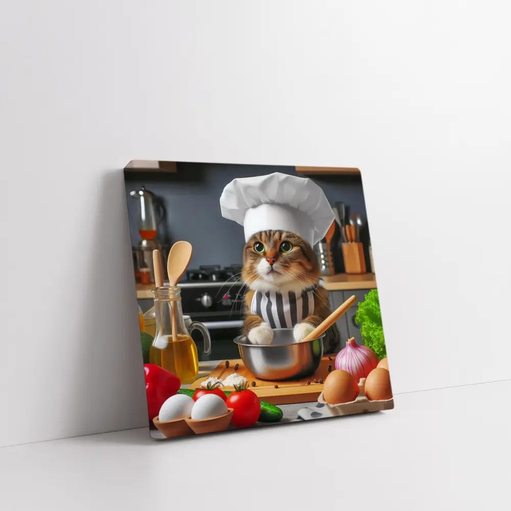 Chef Cat Cooking In Kitchen Setting – Wall Art