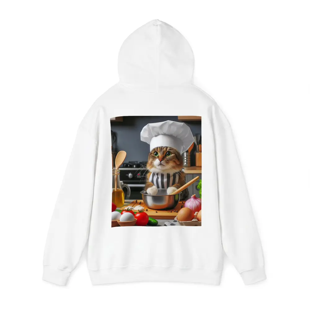 Chef Cat Cooking In Kitchen Setting – Hoodies