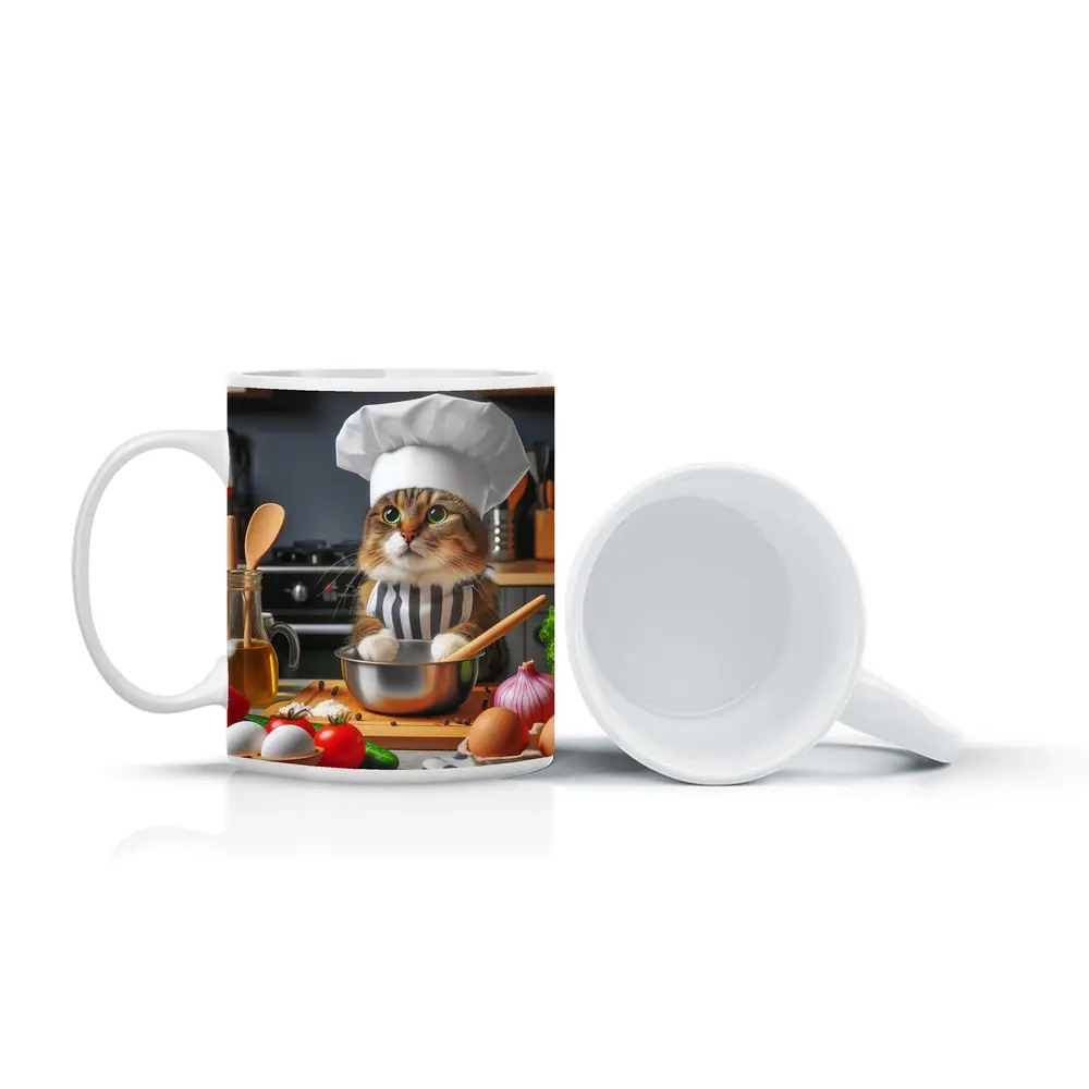Chef Cat Cooking In Kitchen Setting – Mugs