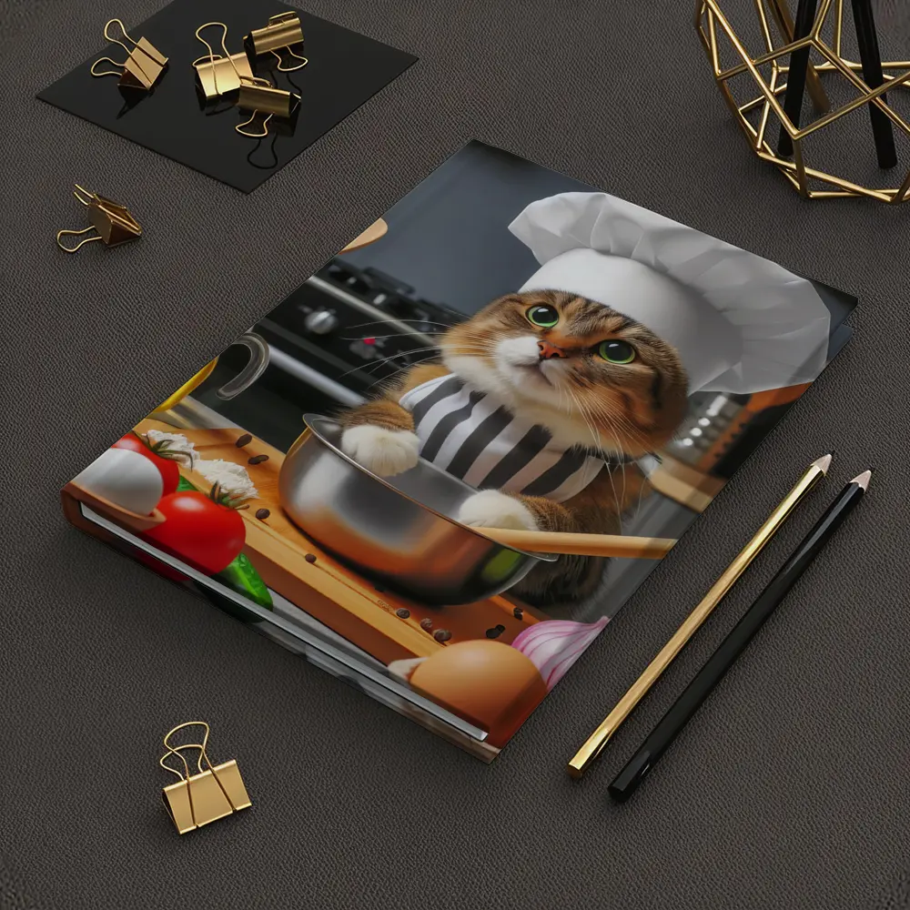 Chef Cat Cooking In Kitchen Setting – Notebooks
