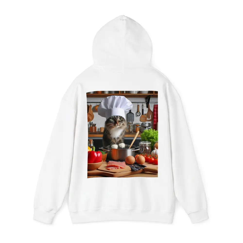 Chef Cat Cooking in Kitchen with Vegetables – Hoodies
