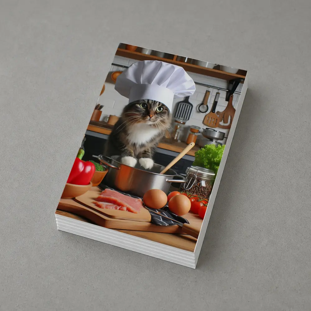 Chef Cat Cooking in Kitchen with Vegetables – Postcards