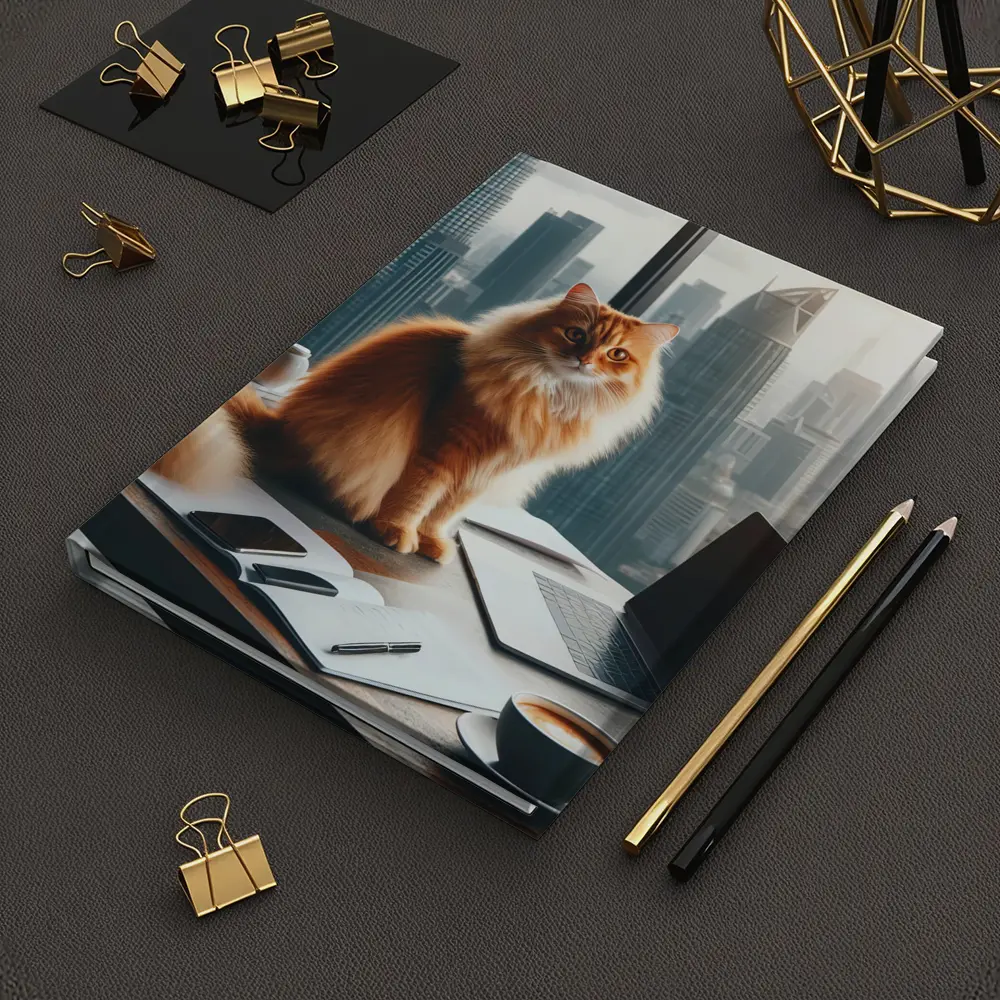 Orange Cat Boss City Skyline Office – Notebooks