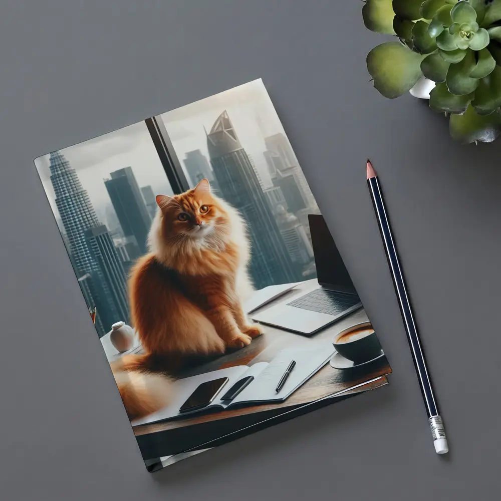 Orange Cat Boss City Skyline Office – Notebooks
