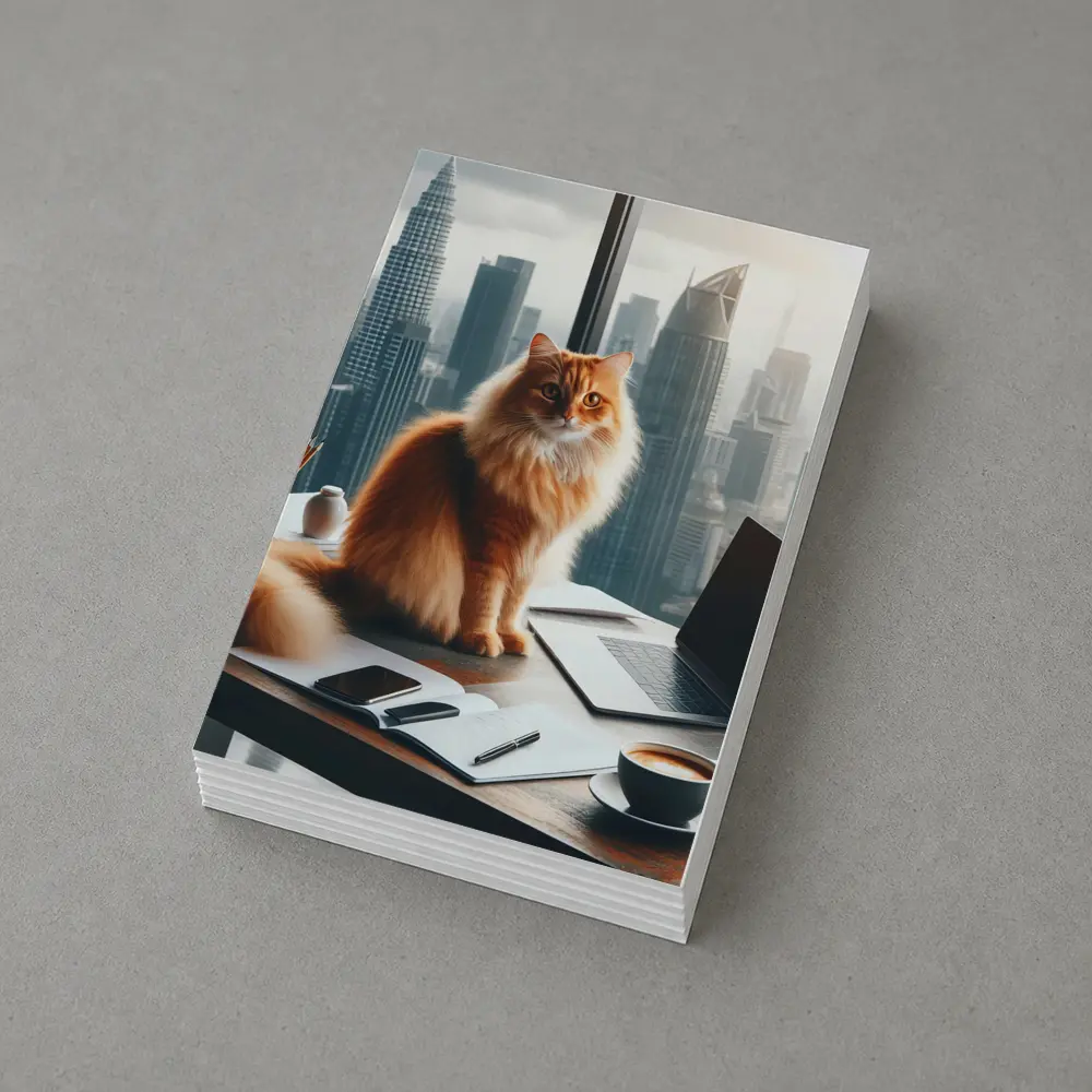 Orange Cat Boss City Skyline Office – Postcards
