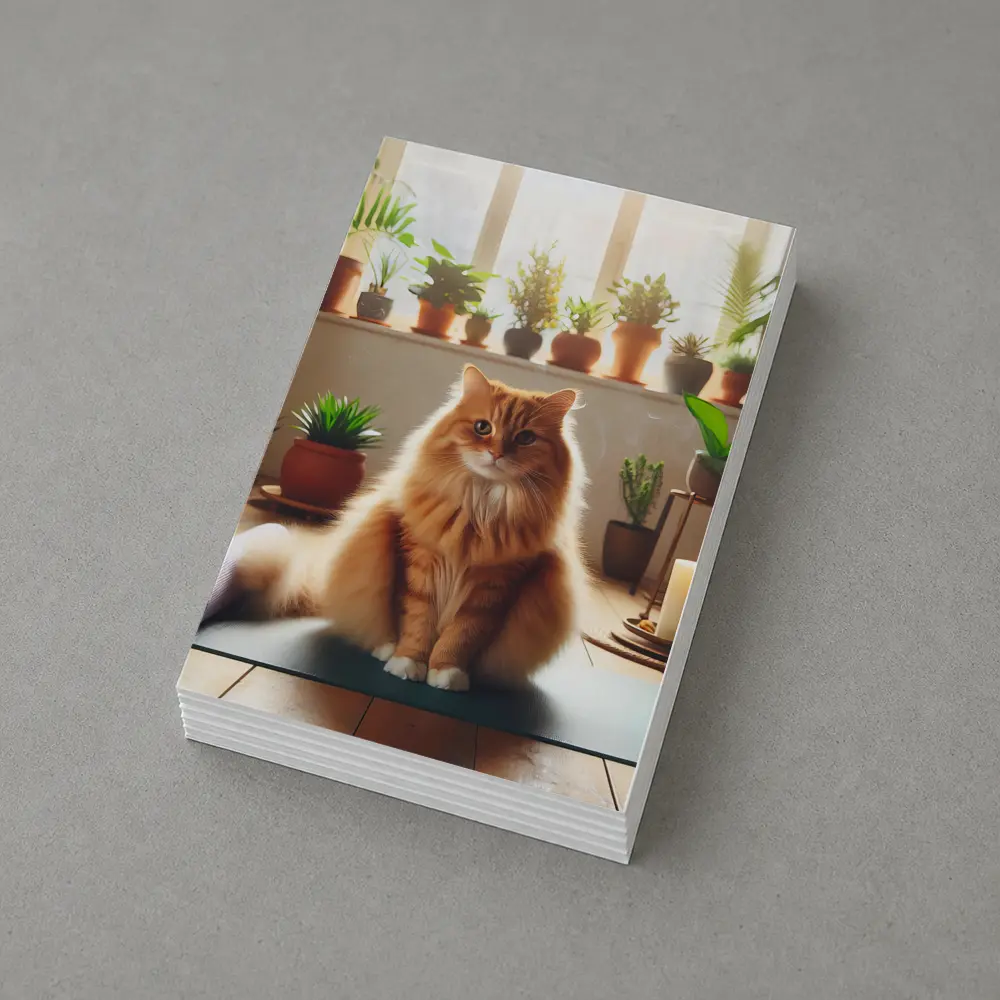 Orange Cat on Yoga Mat with Plants – Postcards
