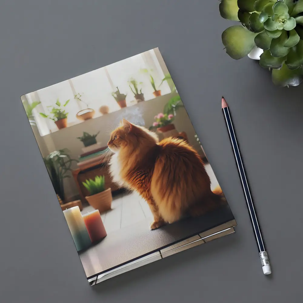 Orange Cat Sitting on Yoga Mat – Notebooks